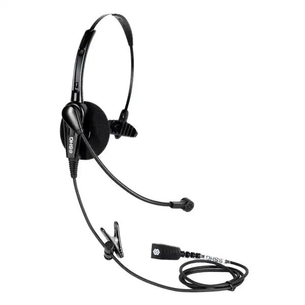 SHG S 300-PL lightweight mono headset with Poly-compatible Quick Disconnect, passive noise-canceling microphone, and foam ear cushion