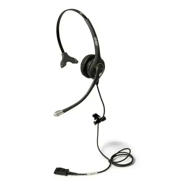 SHG S 500-PL lightweight mono headset with Poly-compatible Quick Disconnect, passive noise-canceling microphone, leatherette cushion, and over-the-head design