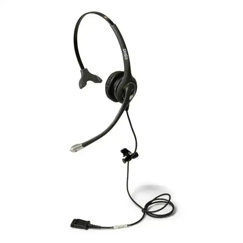 SHG S 500-PL lightweight mono headset with Poly-compatible Quick Disconnect, passive noise-canceling microphone, leatherette cushion, and over-the-head design