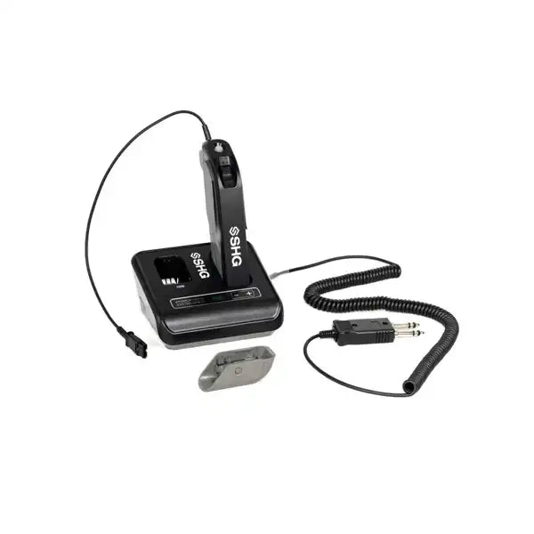 SHG S D200 6-wire DECT push-to-talk cordless adapter with Poly-compatible Quick Disconnect for 911 dispatch, air traffic control, and radio communications